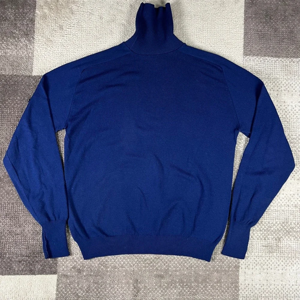 Vintage Lee Active Sportswear Blue Turtleneck Sweater USA Mens XL‎ 70s 80s